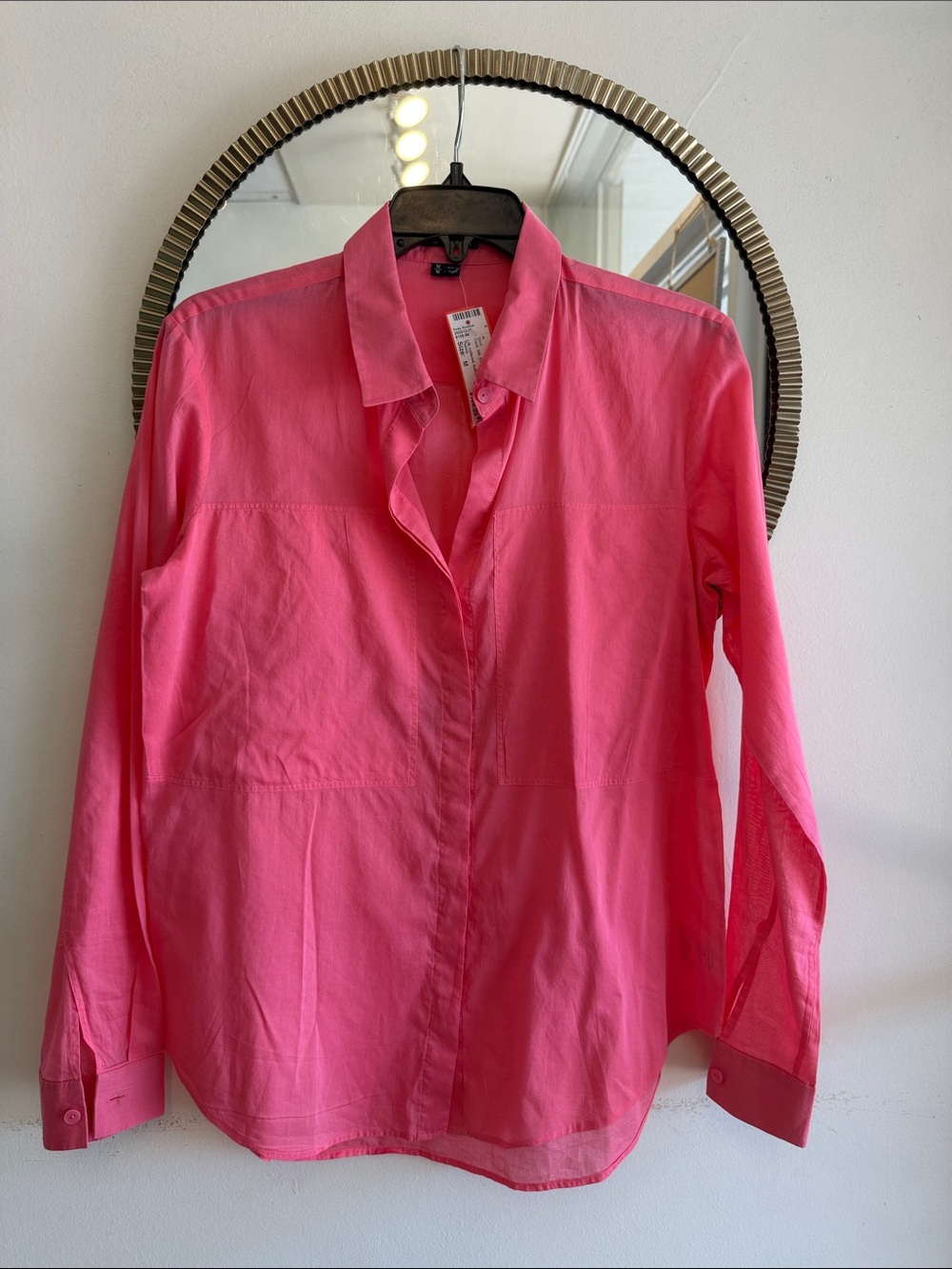 Theory Silk Pink Button-Down Blouse